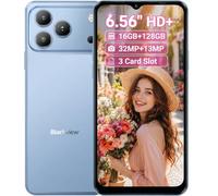 Blackview Wave 7C Smartphone 4G Libre, Pantalla 6,56'' HD+, 16GB+128GB (2TB Externa), Creador AI de Foto&Vídeo, 32MP+13MP, Vídeo 1080P, Triple Ranura para Tarjeta, Android 16 Doble SIM, GPS Azul
