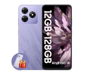 Blackview WAVE 8, Smartphone Android 14, 12GB RAM, 128GB/256GB ROM, Pantalla HD+ de 6.56 pulgadas, Carga Rápida de 5000mAh 8+128 púrpura