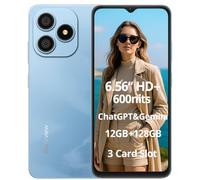 Blackview Wave 9C 4G AI Smartphone, 6,56'' 600nits Pantalla, 12GB+128GB(2TB Externa), 3 Asistentes Inteligentes IA, 13MP+8MP, 3 Ranuras para Tarjetas, Android 15 Dual SIM Móvil Libre, GPS Azul