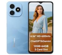 Blackview Wave 9C 4G AI Smartphone, 6,56'' 600nits Pantalla, 12GB+64GB(2TB Externa), 3 Asistentes Inteligentes IA, 13MP+8MP, 3 Ranuras para Tarjetas, Android 15 Dual SIM Móvil Libre, GPS Azul