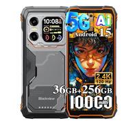 Blackview Xplore X1 5G Movil Irrompible Android 15, 36GB+256GB/TF 2TB AI Teléfono Móvil, 6,78" FHD+ &2,01", 10000mAh, 108MP+50MP Visión Nocturna, Móvil Rugerizado IP69K, Gemini AI, NFC, OTG, Naranja