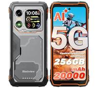 Blackview Xplore1 5G Movil Irrompible con Pantalla Secundaria, 20000mAh, Dimensity 7050 Movil Resistente, Android 15, 36GB+256GB/2TB, 50MP+64MP+20MP Nocturna, 6,78" 120Hz,170lm/NFC/WIFI 6/AI/Naranja