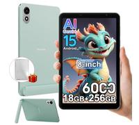 Blackview ZENO 1 8 Pulgadas Tablet Android 15, 18GB+256GB/2TB TF Juegos Tablet, 6000mAh Aprender Tabletas con Funda, 8MP+8MP, 4G LTE/5G WiFi/Gemini Al 2.0/3,5mm Interfaz/OTG/FM/Hall, Verde