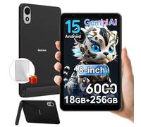 Blackview ZENO1 8 Pulgadas Tablet Android 15, 18GB+256GB/2TB TF Juegos Tablet, 6000mAh Aprender Tabletas con Funda, 8MP+8MP, 4G LTE/5G WiFi/Gemini Al 2.0/3,5mm Interfaz/OTG/FM/Hall, Negro