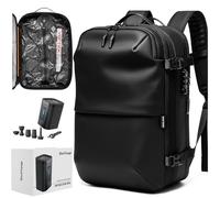 BlackVoyage Mochila de viaje de compresión con sellado al vacío, 60 L, expandible, Airback, bomba de vacío eléctrica, resistente al agua, bloqueo TSA, Aero - Negro, 60L - Air Pump Included, Mochila de