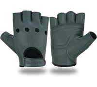 BLACKWILD Guantes sin dedos, de piel, sin dedos, guantes de moto para hombre y mujer, guantes de ciclismo sin dedos, guantes de gimnasio y fitness, también para MTB y tácticos (gris, 2XL)