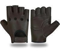 BLACKWILD Guantes sin dedos, de piel, sin dedos, guantes de moto para hombre y mujer, guantes de ciclismo sin dedos, guantes de gimnasio y fitness, también para MTB y tácticos (marrón, M)