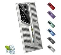 Blade Cooling Mobile Phone Case for Samsung S24/S23/S22 Ultra, Electroplated Protective Phone Case, Ice Feeling Hollow and Breathable, Mobile Phone Cooling Case (S24Ultra,Silver)