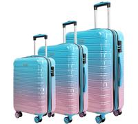 Blade Juego de 3 Maletas ampliables - Maleta rígida - Maleta Ligera con Ruedas - Equipaje de Mano de ABS + PC con candado TSA,4 Ruedas giratorias - Juego de 3 Maletas de Viaje,Azul-Rosa,Set,Maleta