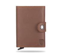 Blade® Kartenetui Herren mit Münzfach I 6-8 Kartenhalter I Leder Kreditkartenetui mit RFID Schutz I Mini Wallet Pop Up I Karten Portemonnaie I Credit Card Holder Wallet I Herren Geldbörse I Schwarz,
