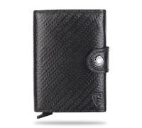Blade® Kartenetui Herren mit Münzfach I 6-8 Kartenhalter I Leder Kreditkartenetui mit RFID Schutz I Mini Wallet Pop Up I Karten Portemonnaie I Credit Card Holder Wallet I Herren Geldbörse I Schwarz,