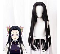 Blade of Demon Slayer Kimetsu No Yaiba Kochou Kanae Peluca Cosplay Accesorios de vestuario Pelucas Negro Pelo largo Pelo sintético Anime Peluca