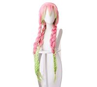 Blade of Kanroji Mitsuri Cosplay Wig Kimetsu no Yaiba Long Ponytail Gradient Pink Green Three Braids Hair Halloween