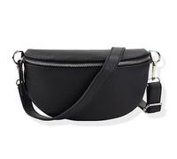 Blade Riñonera de Piel auténtica, Elegante Bandolera, riñonera para Mujer, Bolso de Hombro Cremallera, Bolso Cruzado, Bolso de Mano, riñonera, Negro