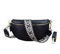 Blade Riñonera dorada para mujer, de piel auténtica, elegante riñonera para mujer con 2 cinturones anchos desmontables y ajustables, bolso cruzado para mujer, bolso de pecho de alta calidad para