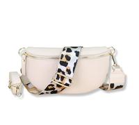 Blade Riñonera Dorada para Mujer, de Piel auténtica, Elegante riñonera para Mujer con 2 Cinturones Anchos Desmontables y Ajustables, Bolso Cruzado para Mujer, Bolso de Pecho
