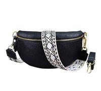 Blade Riñonera Dorada para Mujer, de Piel auténtica, Elegante riñonera para Mujer con 2 Cinturones Anchos Desmontables y Ajustables, Bolso Cruzado para Mujer, Bolso de Pecho