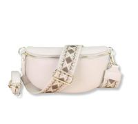 Blade Riñonera Dorada para Mujer, de Piel auténtica, Elegante riñonera para Mujer con 2 Cinturones Anchos Desmontables y Ajustables, Bolso Cruzado para Mujer, Bolso de Pecho