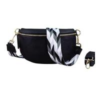 Blade Riñonera Dorada para Mujer, de Piel auténtica, Elegante riñonera para Mujer con 2 Cinturones Anchos Desmontables y Ajustables, Bolso Cruzado para Mujer, Bolso de Pecho