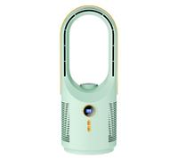Bladeless Desk Air, Small Usb Cooler, Quite Rechargeable, 5 Speed Settings, Built-In Night Light, Agency Bedroom Dorm Camping, 12.5x12.5x32cm/4.92x4.92x12.6-Inch, White Green Pink