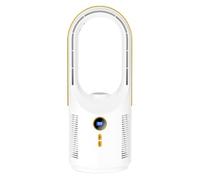 Bladeless Desk Fan - Small Bladeless Fan | USB Rechargeable 5 Speed Silent Mini Tower Fans, Portable Night Light Air Cooler, Perfect for Home Office Bedroom Travel Camping, 12.5x12.5x32cm