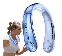 Bladeless Neck Fan - Personal Fan | Hands- Bladeless Cooler, LED Display No Hair Twisting 360° Airflow Rechargeable Neck Air Conditioner For Outdoor Indoor Sports Travel Camping