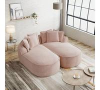 Bladez Boneless Sofá modular, chenilla en la nube, sofá doble chaise lounge, asiento extraprofundo, sofá de suelo sin montaje, sofá curvo, sueño sin desconchado para salón (rosa, 2 plazas)