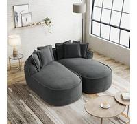 Bladez Boneless Sofá modular, chenilla en la nube, sofá doble chaise lounge, asiento extraprofundo, sofá de suelo sin montaje, sofá curvo, sueño sin desconchado para salón (gris, 2 plazas)