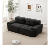 Bladez Boneless Sofá modular de pana para asiento bajo, sin montaje, sofá cama modular con reposabrazos anchos y base antideslizante, moderno sofá Loveseat para salón (negro, 2 plazas)