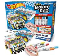 BLADEZ Hot Wheels Custom Racers, paquete doble de bricolaje, haz tu propio/construye el tuyo, vehículos de tracción para niños, personalizable con bolígrafos y calcomanías, Creative Maker Kitz de