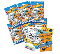 BLADEZ Hot Wheels Toyz - Juego de actividades para manualidades, diversión creativa con calcomanías y colorear, mini escena de tarjetas y bolígrafos, calcomanías perfectas para niños para bolsas de