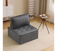 Bladez Juego de 2 sillones modulares, color gris oscuro y beige, funda de lino, sillones individuales móviles para sala de estar y habitación de invitados, juego de asientos flexibles para