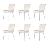 Bladez Juego de 6 sillas de comedor de terciopelo, lujosas sillas de salón con patas de metal plateadas, soporte lumbar de terciopelo, para salón y dormitorio, soporta hasta 150 kg (6, beige)