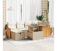 Bladez Juego de 8 sofás de jardín de ratán sintético con cojines - Muebles de exterior beige para terraza y jardín - Acero con recubrimiento de polvo para mayor durabilidad y resistencia a la