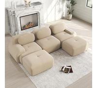 Bladez Moderno sofá modular de pana de 3 plazas, sofá esquinero en forma de U con otomano, acolchado de alta elasticidad 32D, antideslizante y apto para mascotas, con reposabrazos anchos para salón