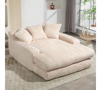 Bladez Sofá cama de pana Cloud Couch - Moderno sofá de suelo individual con 3 cojines, 1 plaza cómodo sofá futón para salón, apartamento y oficina sin montaje (beige)