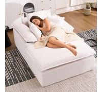 Bladez Sofá cama de pana Cloud Couch - Sofá de suelo moderno con 3 almohadas, cómodo sofá pequeño para salón, apartamento y oficina, no requiere montaje (blanco B)