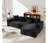 Bladez Sofá Cloud Modular Completamente Comprimido en Forma de L con Chaise Longue, Sofá Profundo, Sofá Tapizado Sin Huesos sin Montaje, Sofá Moderno para Salón y Dormitorio (Negro + 3 Plazas)