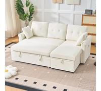 Bladez Sofá esquinero con cajonera y función de dormir, práctico sofá cama con espacio de almacenamiento, montaje en ambos lados, sofá en forma de L de terciopelo para salón o habitación de invitados