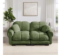 Bladez Sofá modular de 2 plazas chenilla moderno Cloud Couch Loveseat 2 plazas, cojín grueso, suave y de apoyo para salón, verde