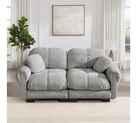 Bladez Sofá modular de 2 plazas chenilla moderno Cloud Couch Loveseat 2 plazas, cojín grueso, suave y de apoyo para salón, gris claro