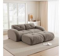 Bladez Sofá modular de 2 plazas con taburete, moderno chenilla loveseat sala de estar sofá cama con reposabrazos curvos, sin montaje, sofá de compresión sin boneless Cloud Couchs (gris-marrón, 2