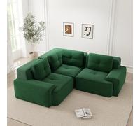 Bladez Sofá modular en forma de L, sofá de esquina moderno de 3 plazas con cordón con reposapiés, sofá de asiento profundo sin huesos, sofá comprimido sin montaje, sofá comprimido, para sala de estar