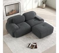 Bladez Sofá modular Loveseat de pana, moderno sofá de 2 plazas con reposabrazos curvados, parte inferior antideslizante, sin montaje, para salón, cojín de asiento de alta elasticidad (gris, 3 plazas)