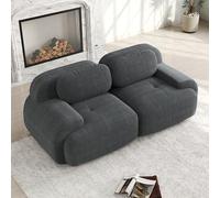 Bladez Sofá modular Loveseat de pana, moderno sofá de 2 plazas con reposabrazos curvados, parte inferior antideslizante, sin montaje, para salón, cojín de asiento de alta elasticidad (gris, 2 plazas)