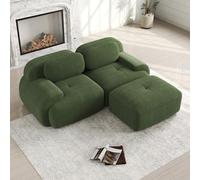 Bladez Sofá modular Loveseat de pana, moderno sofá de 2 plazas con reposabrazos curvos, parte inferior antideslizante, sin montaje, para salón, cojín de asiento de alta elasticidad (verde, 3 plazas)