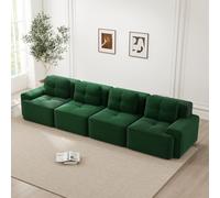 Bladez Sofá modular moderno de 4 plazas en la nube, sin montaje, asiento profundo, sofá de compresión sin desnudo, combinable, combinable, sofá de salón para salón (verde, 4 plazas)
