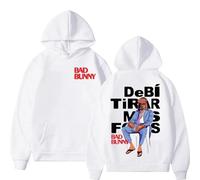 BLAENU Bad Rapper Bunny Hoodie Debi Tirar Más Fotos Sudadera con Estampado De Álbum Hombres Mujeres Moda Casual Vintage Manga Larga Sudadera con Capucha XXS-4XL-White||XX_l