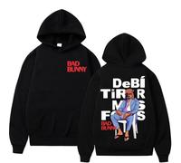 BLAENU Bad Rapper Bunny Hoodie Debi Tirar Más Fotos Sudadera con Estampado De Álbum Hombres Mujeres Moda Casual Vintage Manga Larga Sudadera con Capucha XXS-4XL-Black||XX_l