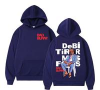 BLAENU Bad Rapper Bunny Hoodie Debi Tirar Más Fotos Sudadera con Estampado De Álbum Hombres Mujeres Moda Casual Vintage Manga Larga Sudadera con Capucha XXS-4XL-Navy Blue||XX_l